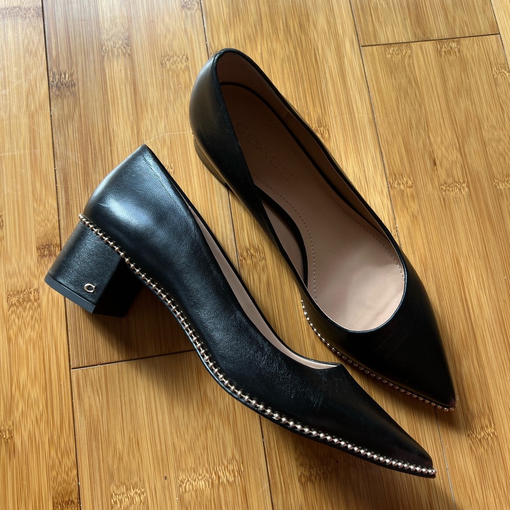 Coach Willa Black Leather Pump